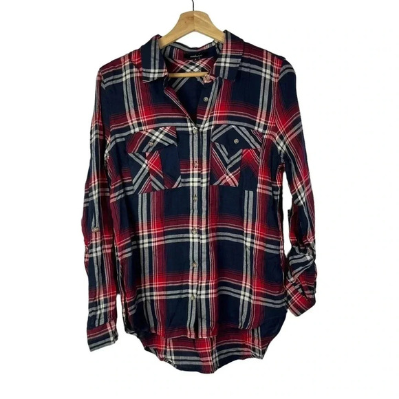 Ambiance Blue & Red Plaid Long Sleeve Button Down Flannel S - Picture 1 of 4
